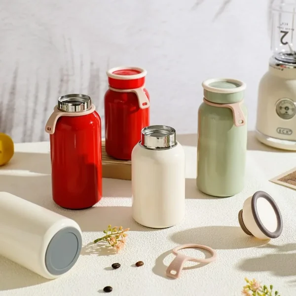 Mini Stainless Steel Insulated Water Bottle 400ml Thermos Cup Portable Leak Proof With Lid Travel Mug Milk Juice Coffee Wate Cup 3