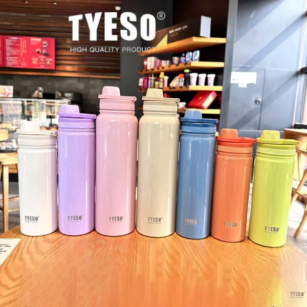 Tyeso Thermos Bottle Car Insulated Flask Water Tumbler for Outdoor Sports Travel Vacuum Flasks Stainless Steel Thermal Cup 2