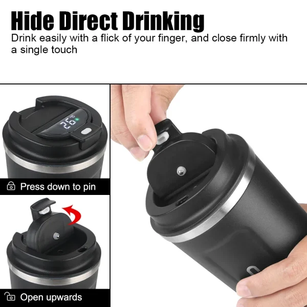 For Tea Water Coffee Coffee Mug Thermo Cafe 510ML Leak_Proof Travel Thermo Cup Car Thermos Mug Temperature Display 5