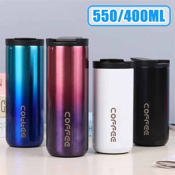 550ml/400ml Coffee Mug with Lid Stainless Steel Thermal Cup Car Cup Thermos for Cafe Travel Drinkware Insulated Water Bottle 1