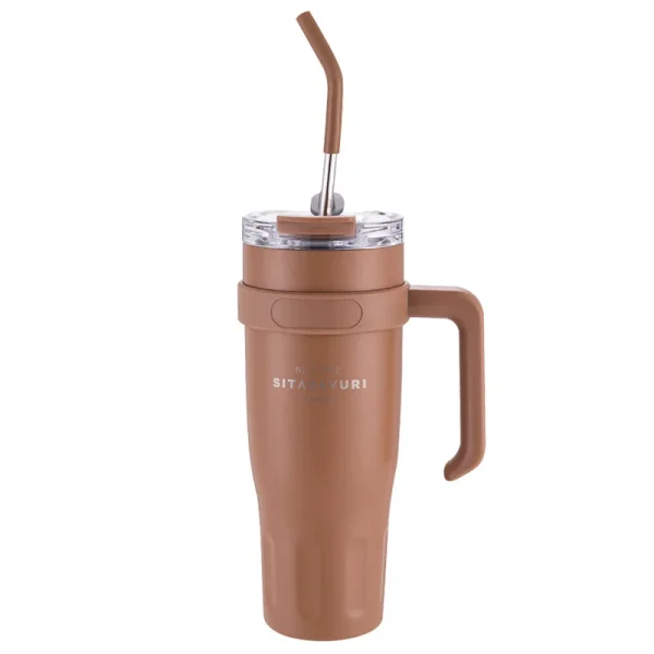 Cute Thermos Stainless Steel Vacuum Insulated Tumbler With Lid Straw Handle for Water Hot Iced Coffee Tea Gym Car Thermal Cup 2