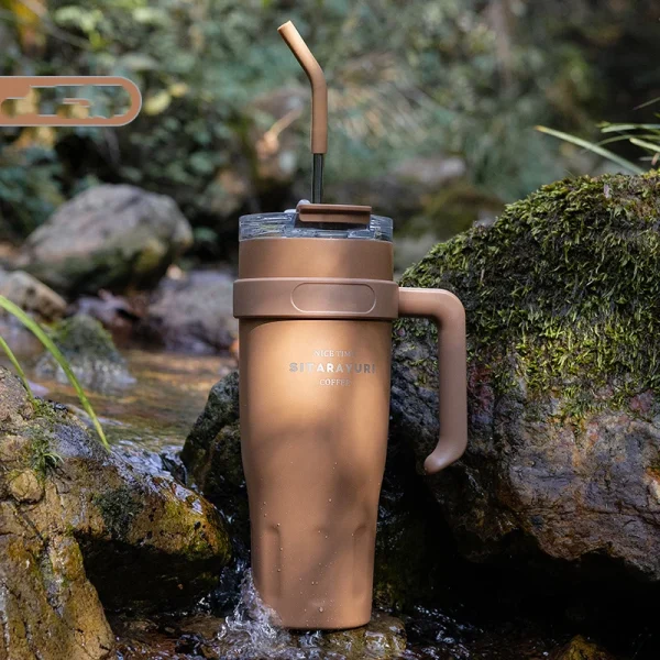 Cute Thermos Stainless Steel Vacuum Insulated Tumbler With Lid Straw Handle for Water Hot Iced Coffee Tea Gym Car Thermal Cup 5