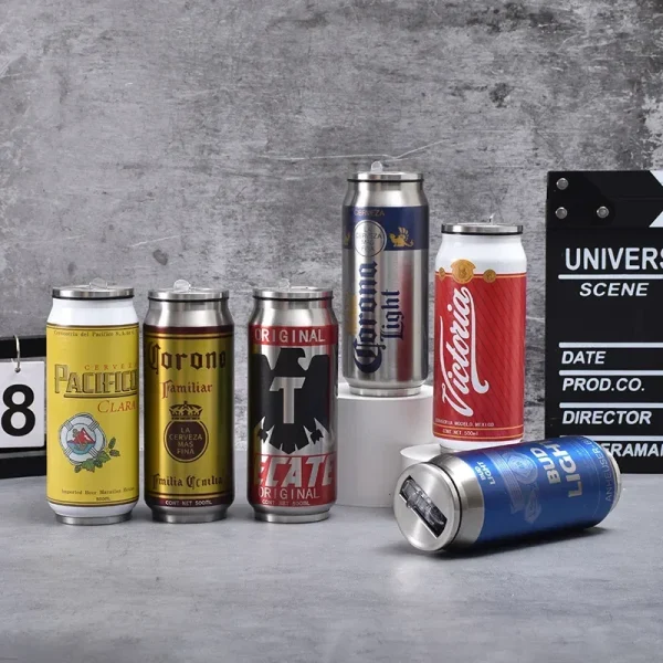 500ml Vacuum Insulation Bottles Beer Mug with Straw Thermos Cup Cheap SUS 304 Stainless Steel Can Keep Cold Flask Termo Tumbler 2