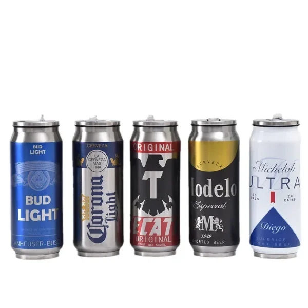 500ml Vacuum Insulation Bottles Beer Mug with Straw Thermos Cup Cheap SUS 304 Stainless Steel Can Keep Cold Flask Termo Tumbler 5