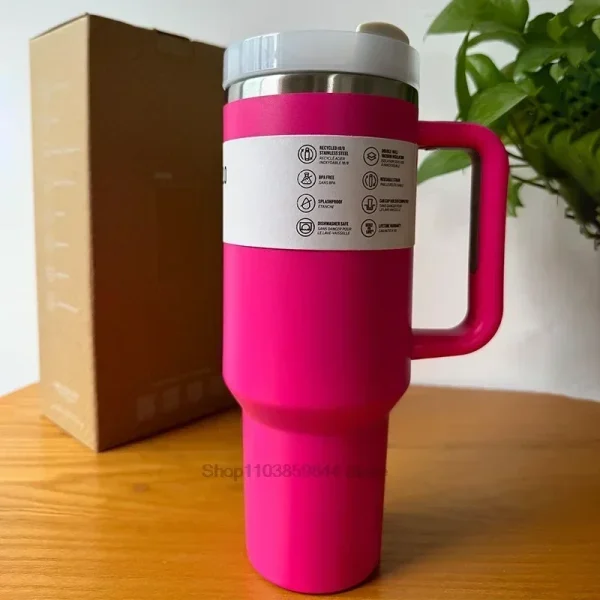 40oz With logo Tumbler Vacuum Insulated Thermos Custom Travel Cup Stainless Steel Water Bottle Coffee Mugs With Handle Outdoor 1