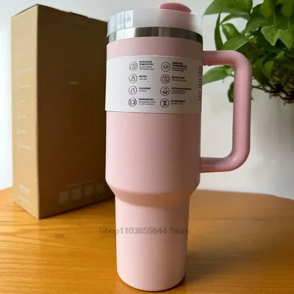 40oz With logo Tumbler Vacuum Insulated Thermos Custom Travel Cup Stainless Steel Water Bottle Coffee Mugs With Handle Outdoor 3