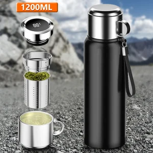 1200ML Smart Thermos Bottle Temperature Display Keep Cold and Hot Water Bottle Thermos for Water Tea Outdoor Sport Water Bottle 1