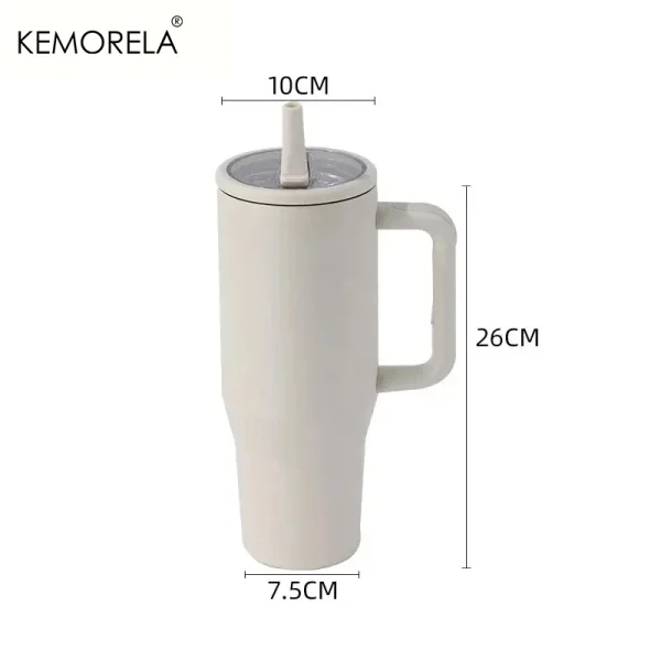 KEMORELA Thermos Cup 40oz Double-Layer Tumbler Ice Cup 1200ML Leak-Proof Foldable Straw Cover Direct Drinking Mouth Car Cup 6