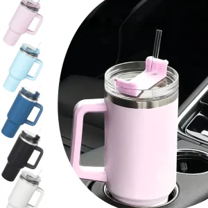 40oz Stainless Steel Insulated Water Bottle With Handle Drinking Cups Keeps Cold Tumbler With Lid Straw Mug Thermos Coffee Mug 1
