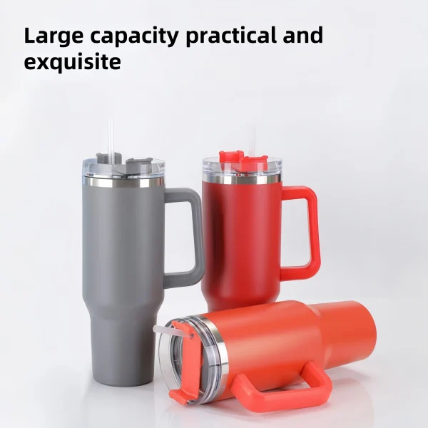 40oz Stainless Steel Insulated Water Bottle With Handle Drinking Cups Keeps Cold Tumbler With Lid Straw Mug Thermos Coffee Mug 5