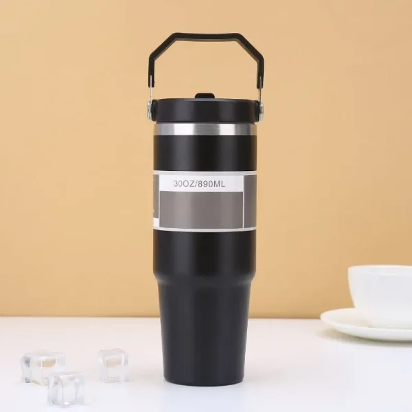 30oz Car Cup Holder Tumbler 304 Stainless Steel - Large Capacity Insulated Travel Mug for Hot/Cold Drinks 6