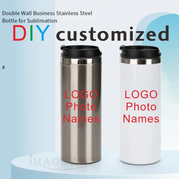 DIY 450ML Coffee Cup Customized Print with Your LOGO PHOTO Name TEXT Thermos Tumbler for Office Drink Water Keep Cold and Hot 1