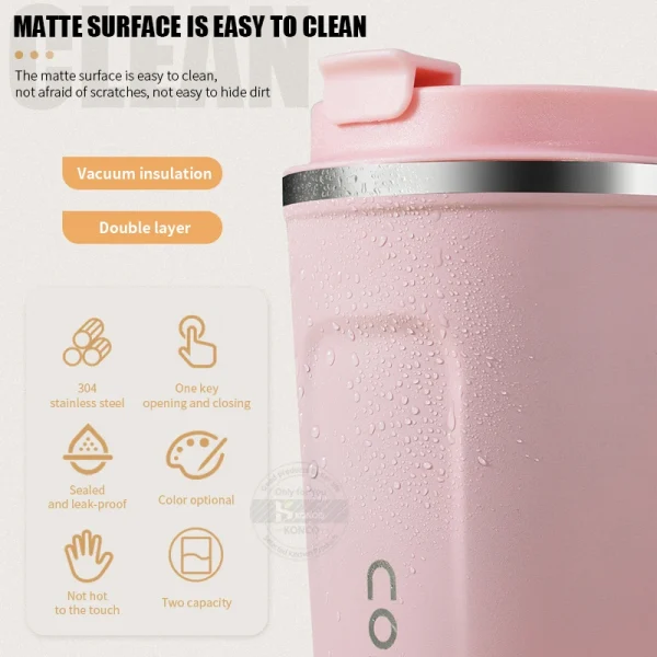 Stainless Steel Coffee Cup 380/510ML Thermos Mug Leak-Proof Thermos Travel Thermal Vacuum Flask Insulated Cup Water Bottle 4