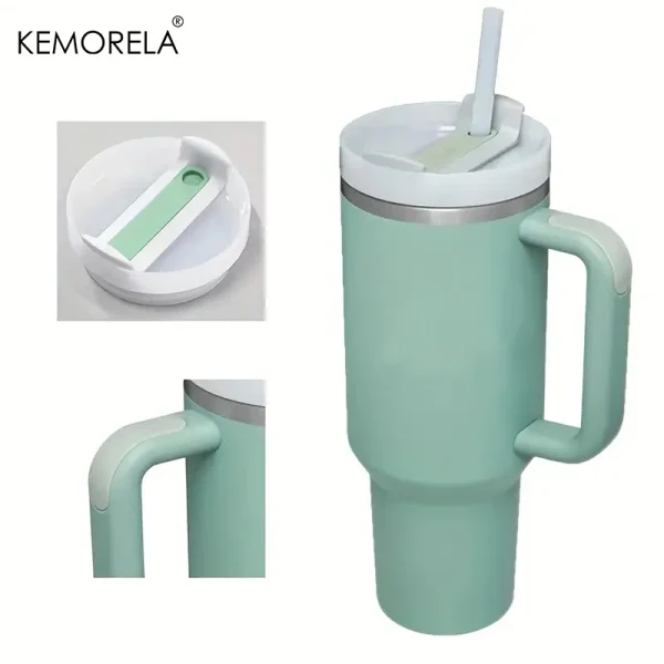 KEMORELA Tumbler With Handle Lid Straw Stainless Steel Water Bottle 887/1182ML Vacuum Thermos Cup Travel Car Coffee Mug 3