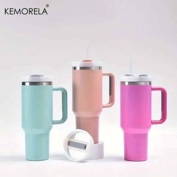 KEMORELA Tumbler With Handle Lid Straw Stainless Steel Water Bottle 887/1182ML Vacuum Thermos Cup Travel Car Coffee Mug 5
