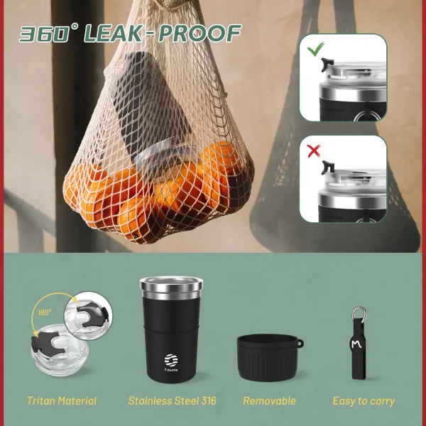 FEIJIAN-Stainless Steel Coffee Cup, Car Thermos Mug for Tea, Leak_Proof, Travel Thermo Cup, Gift Cup , 400ml 3