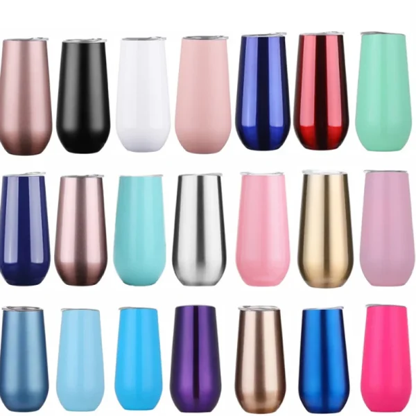 6oz Wine Tumbler with Lid Stainless Steel Mug Insulated Thermos Champagne Flute Bridesmaid Gifts 3