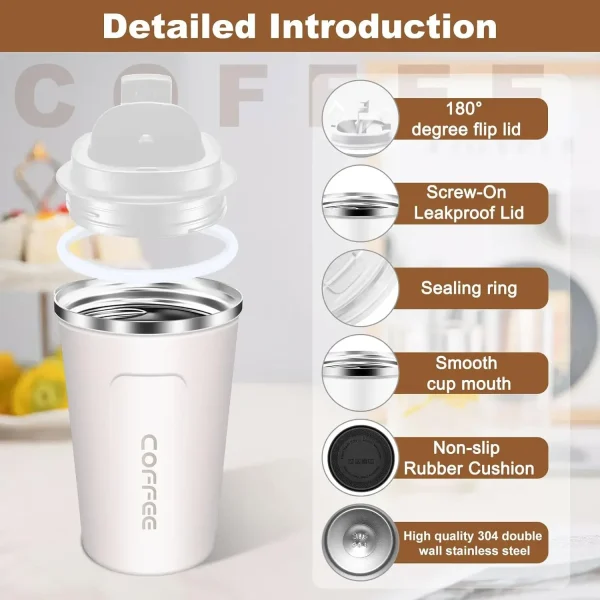 Insulated Coffee Mug Smart Temperature Display Coffee Cup Stainless Steel Thermos Cup Travel Water Bottle Car Office Water Cups 5