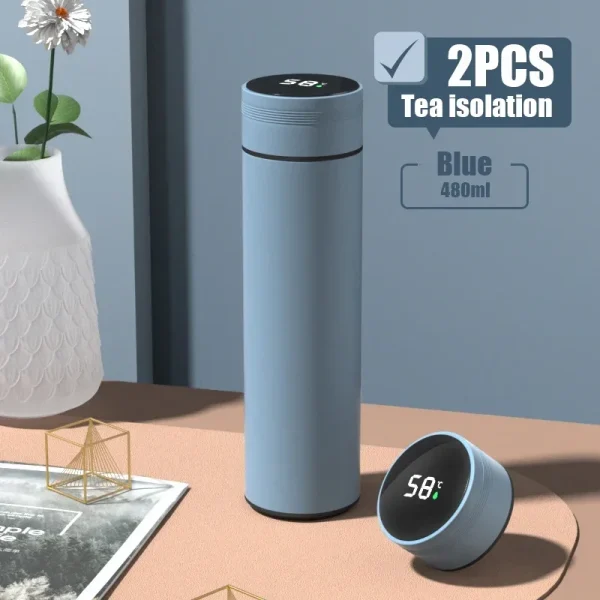 480ml Smart Thermos Cup 304 Stainless Steel Smart Temperature Display Waterproof Double-wall Vacuum Thermos Cup 6