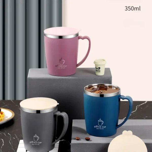 350ml 304 Stainless Steel Mugs Portable Thermal Water Bottle Thermos Mug Coffee Cup with Handle Leak-Proof Insulated Water Cups 3
