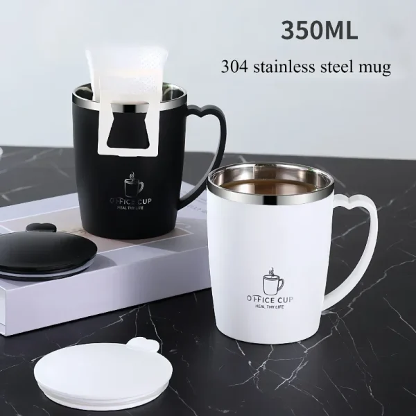 350ml 304 Stainless Steel Mugs Portable Thermal Water Bottle Thermos Mug Coffee Cup with Handle Leak-Proof Insulated Water Cups 4
