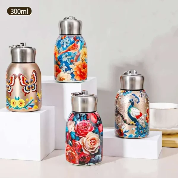 Cute 304 Stainless Steel Insulated Cup 300ml Mini Coffee Mug Leak-Proof Double Wall Water Bottle Outdoor Travel Office 4