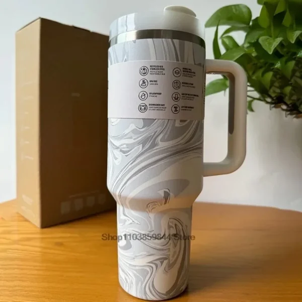 30oz 40oz Tumbler with Straw Lid Stainless Steel Coffee Thermos Cup Double Wall Vacuum Insulated Car Travel Mugs 1