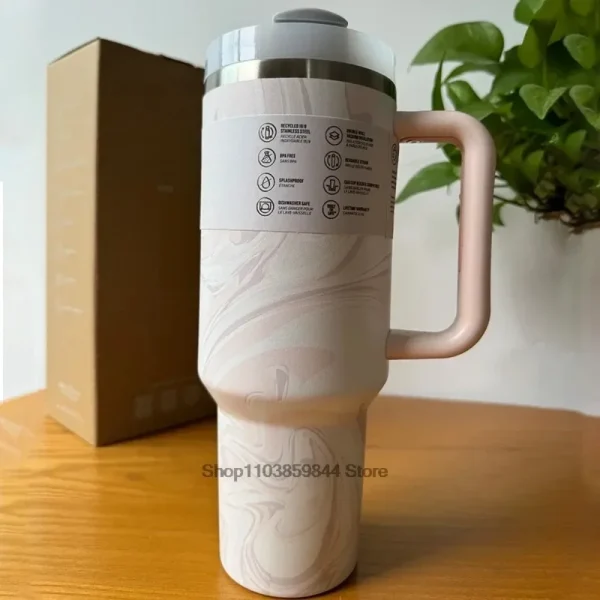 30oz 40oz Tumbler with Straw Lid Stainless Steel Coffee Thermos Cup Double Wall Vacuum Insulated Car Travel Mugs 2