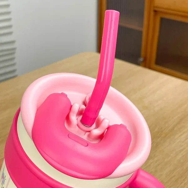700ML/1.2L Tumbler with Handle Lid Straw Cute Cat thermos Cup Stainless Steel Water Bottle Outdoor Travel Car Coffee Mug Gift 5