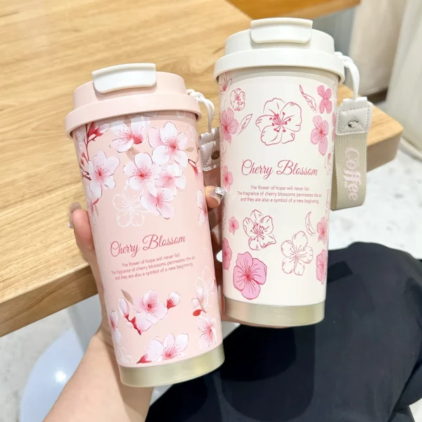 500ML Thermo Cafe Coffee Mug Car Thermos Mug LeakProof Travel Thermo Cup for Tea Coffee Stainless Steel Water Bottles for girls 1