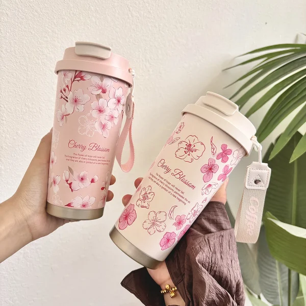 500ML Thermo Cafe Coffee Mug Car Thermos Mug LeakProof Travel Thermo Cup for Tea Coffee Stainless Steel Water Bottles for girls 2