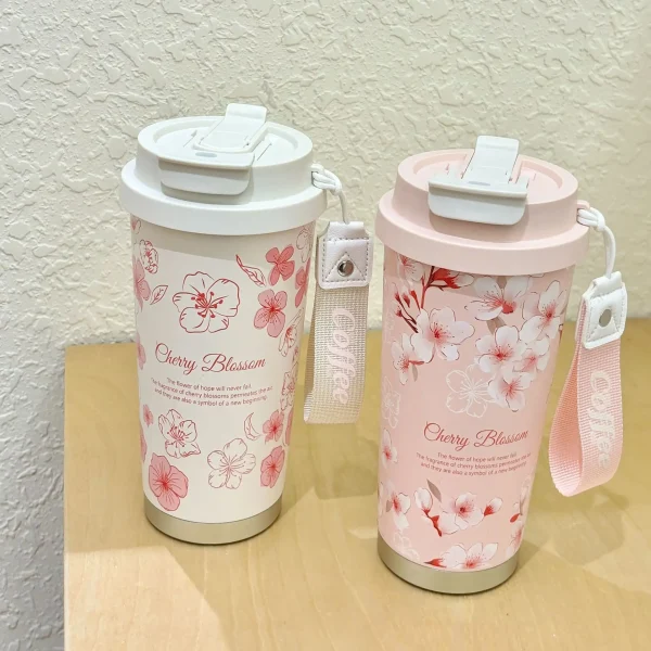 500ML Thermo Cafe Coffee Mug Car Thermos Mug LeakProof Travel Thermo Cup for Tea Coffee Stainless Steel Water Bottles for girls 5