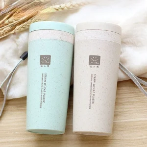 Portable 300ml Thermos Bottle Healthy Plastic Wheat Fiber Cup Double Layer Thermal Mug Office Coffee Tea Water Bottle Travel Mug 1