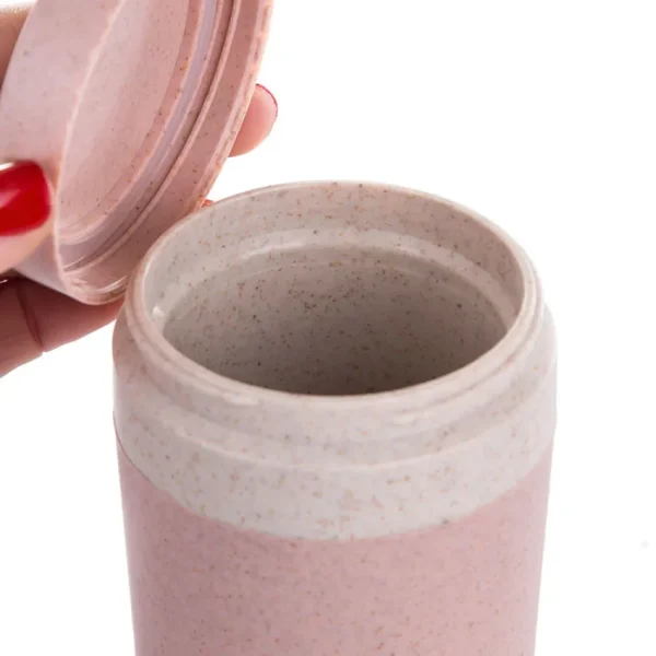Portable 300ml Thermos Bottle Healthy Plastic Wheat Fiber Cup Double Layer Thermal Mug Office Coffee Tea Water Bottle Travel Mug 4