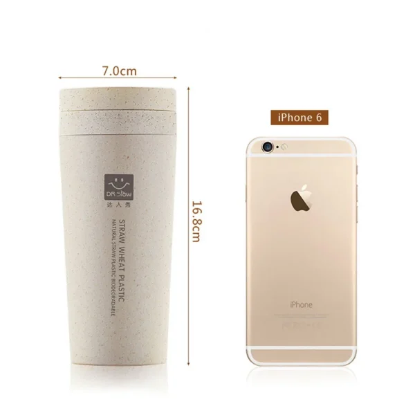 Portable 300ml Thermos Bottle Healthy Plastic Wheat Fiber Cup Double Layer Thermal Mug Office Coffee Tea Water Bottle Travel Mug 5
