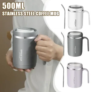 500ml Thermos Coffee Cup with Straw Stainless Steel Coffee Cup Mug with Lid Thermal Bottle for Coffee Mugs Thermal Cup Carry Mug 1