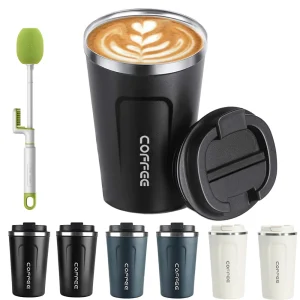 12OZ/17OZ Insulated Coffee Travel Mug Double Wall Stainless Steel Reusable Coffee Tumbler with Leakproof Lid  for Ho 1