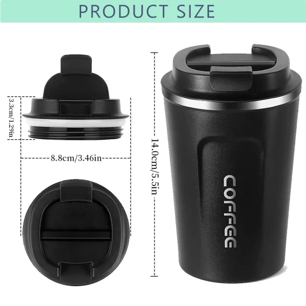 12OZ/17OZ Insulated Coffee Travel Mug Double Wall Stainless Steel Reusable Coffee Tumbler with Leakproof Lid  for Ho 2