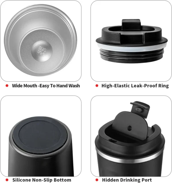12OZ/17OZ Insulated Coffee Travel Mug Double Wall Stainless Steel Reusable Coffee Tumbler with Leakproof Lid  for Ho 3
