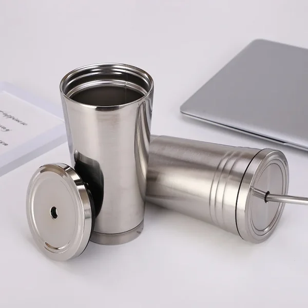 304 Stainless Steel Thermos Cup Coffee Cup Straw Water Cup Car Portable Desktop Drinking Cup Coffee Mug 3