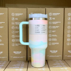 2025 40oz Stainless Steel Vacuum Mug, Double-Wall Insulated Travel Cup with Handle & Straw Lid. 1