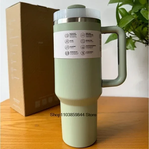 2025 40oz Stainless Steel Vacuum Mug, Double-Wall Insulated Travel Cup with Handle & Straw Lid. 3