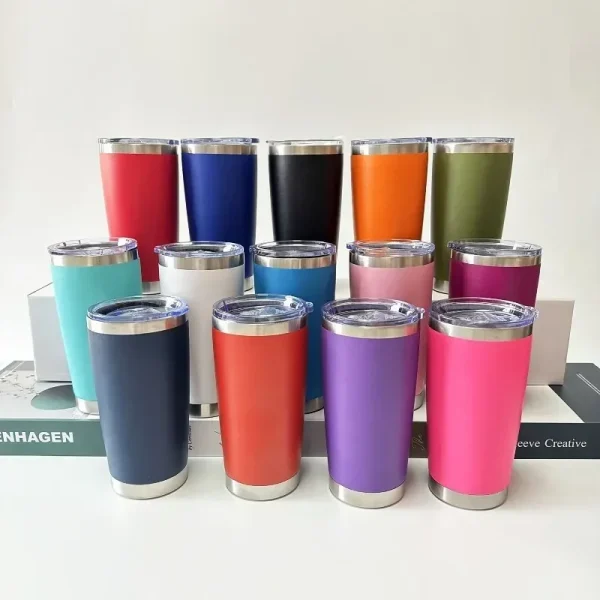New 20oz Tumbler With Lid Stainless Steel Vacuum Insulated Double Wall Travel Cup Protable Cold And Hot Coffee Car Mug 1