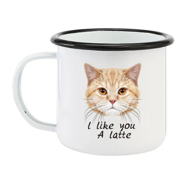 350ML Enamel Coffee Mug DIY LOGO Photo Text Travel Tea Steel Cup Custom Milk Juice Personalized Gift Blue Black Silver Color Rim 2