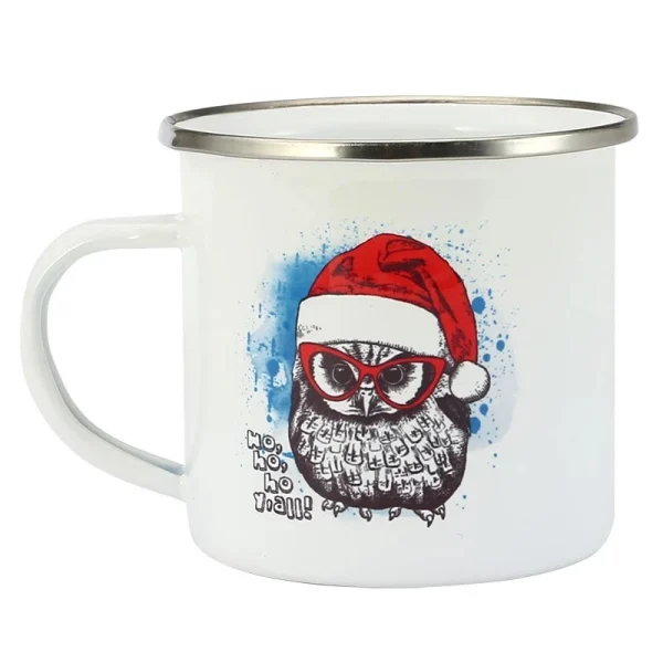 350ML Enamel Coffee Mug DIY LOGO Photo Text Travel Tea Steel Cup Custom Milk Juice Personalized Gift Blue Black Silver Color Rim 6