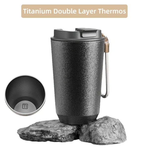 Titanium Coated Thermos Coffee Tea Tumbler Stainless Steel Insulated Car Thermal Mug Portable Cup Water Bottle Ti Vacuum Flasks 1