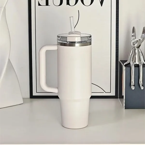 Large Capacity Thermos Bottle Portable Stainless Steel Handle Cup Double-layer Insulated Water Bottle With Straw Car Cup 2