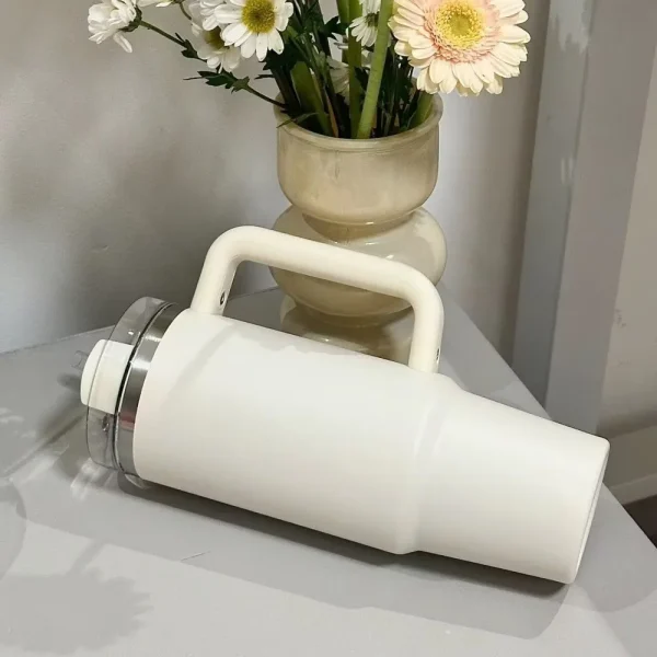 Large Capacity Thermos Bottle Portable Stainless Steel Handle Cup Double-layer Insulated Water Bottle With Straw Car Cup 4