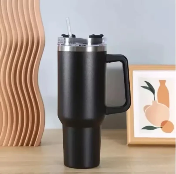 Large Capacity Thermos Bottle Portable Stainless Steel Handle Cup Double-layer Insulated Water Bottle With Straw Car Cup 5