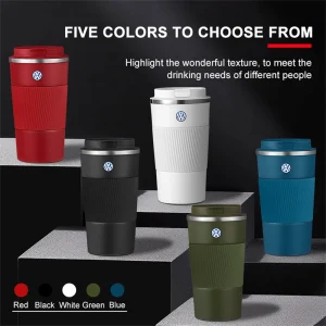 510ml Stainless Steel Coffee Tumbler Thermos Cup Travel Thermal Mug For VW Rline GTI Golf Caddy Passat B6 Sportvan Tiguan Polo 1